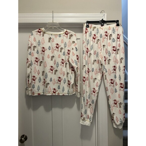 Disney Winnie The Pooh Holiday Christmas Pajama Set Top & Pants Medium Knit Cozy - Picture 6 of 8